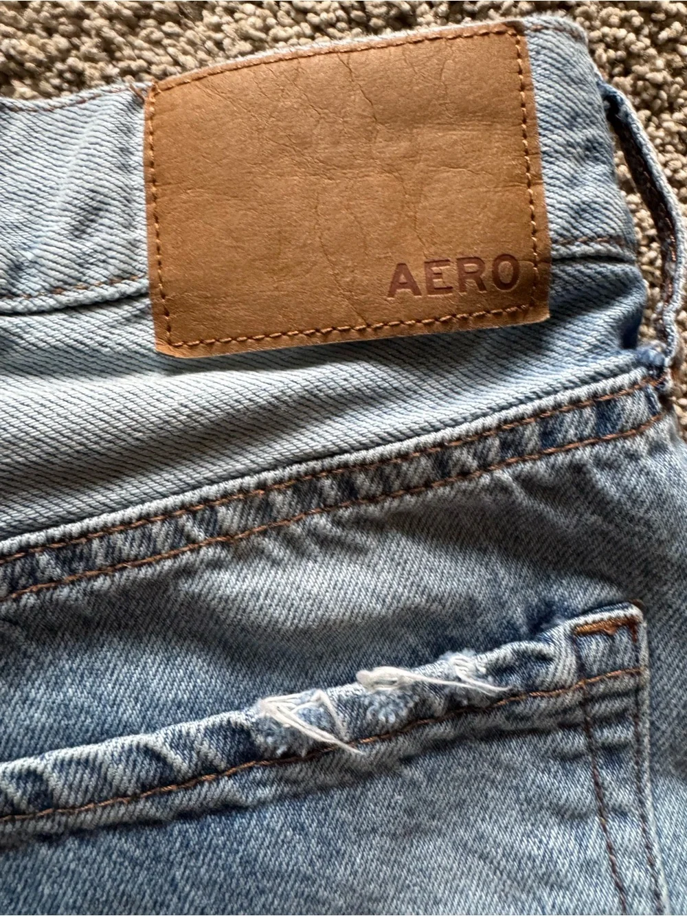 Y2K Aéropostale 90s Baggy Shorts Size 4 Distressed Denim High Rise Light Wash